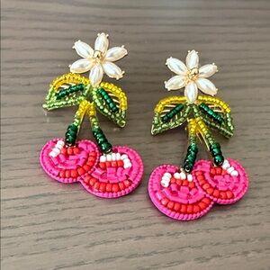 4/$20. Baublebar Beaded Cherry Earrings with Floral Accent